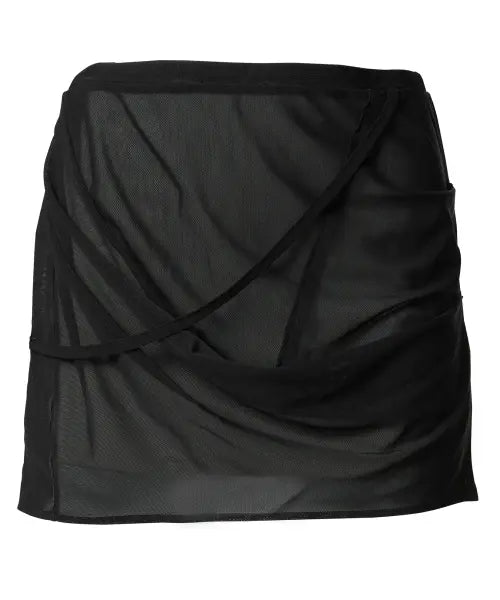 [FLAREUP] Draped Mesh Layered Mini Skirt (FL-265_Black)