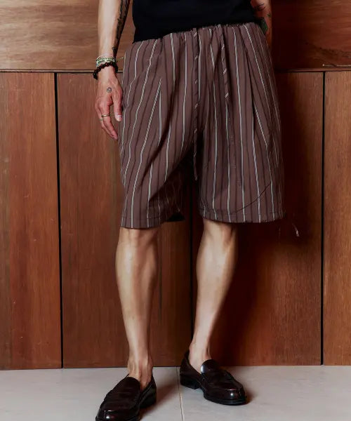 [LIKE A MODS] ST resort half pants_Brown / 스트라이프 리조트 하프 팬츠_브라운