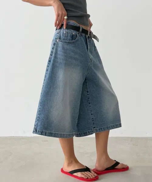 [BUTTON UP] Classic Washed Bermuda Denim (Blue) / 클래식 워시드 버뮤다 데님 (BLUE)