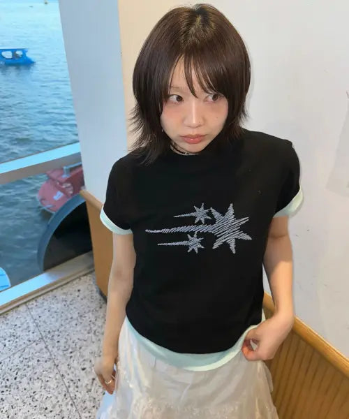 [NICEGHOSTCLUB] SKETCH 3STAR BASIC TEE_BLACK(NG2GMUT535A)