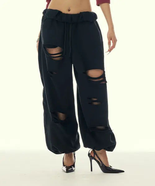 [GILAARCHIVE] STITCHED BOLD LOGO SWEAT PANTS_BLACK