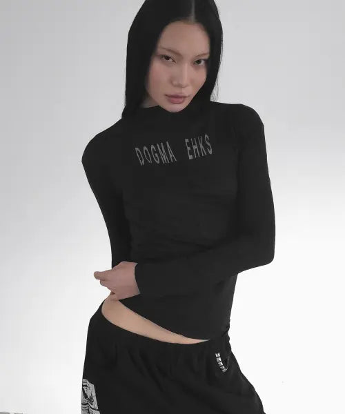 [DOGMA EHKS] HALF ZIP-UP TOP BLACK