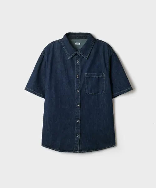 [SPAO] Relaxed Fit Short Sleeve Denim Shirt / 릴랙스핏 반팔 데님 셔츠 (RE)_SPYJG37G01