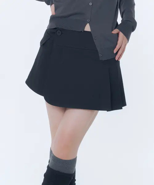[MISEKI SEOUL] Omoi pleats wrap skirt BLACK