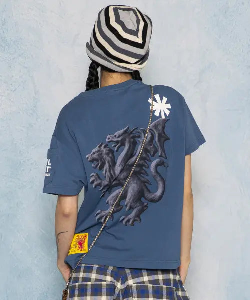 [GLACK] Net Addict Semi Crop T-Shirt (Blue) / GT180 넷중독자 세미 크롭 티셔츠 (BLUE)