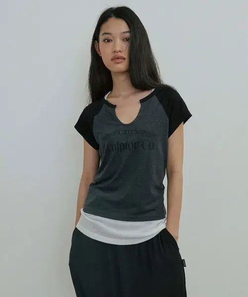 [SCULPTOR] Archive Raglan Tee Charcoal