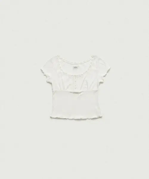 [THEBARNNET] Cotton Eyelet Button Top_White