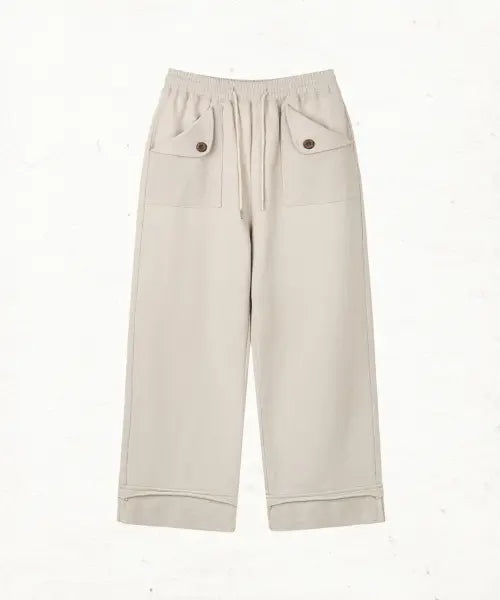 [DANDEL] DD rib pocket easy sweat pants (CREAM)