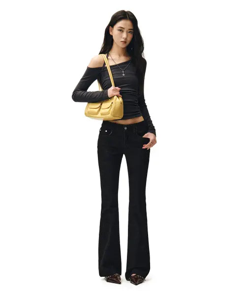 [DECET WOMEN] Signature Slim Low Rise Flared Jeans / Signature Slim Low Rise Flared Jeans DCWPT006BLACK