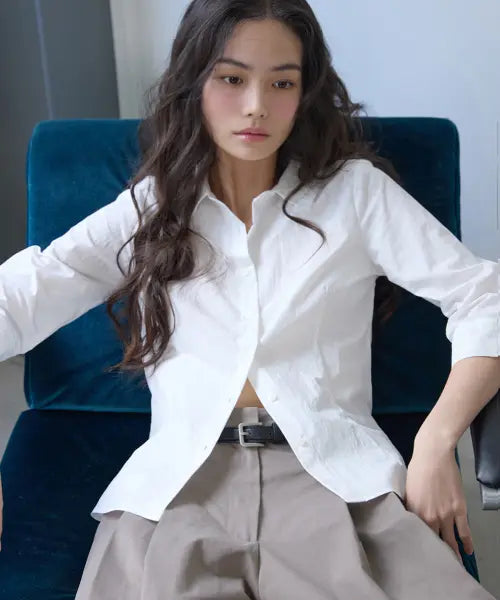 [MICHIKO LONDON KOSHINO] 3/4 Sleeve Slim Fit Shirts White / 3/4 슬리브 슬림 핏 셔츠 화이트
