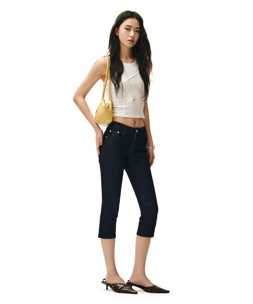 [DECET WOMEN] Low Rise Capri Jeans DCWPT023CPBLACK