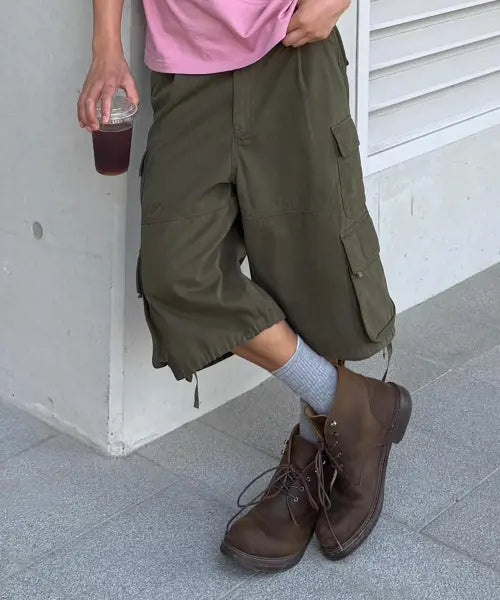 [URBANDTYPE] Bronx Bio Washed 3/4 Cargo Pants_KHAKI / 브롱크스 바이오 워싱 7부 카고 팬츠_카키