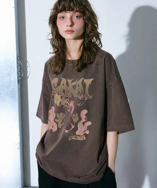 [GAKKAI UNIONS] Hidden Catch Pigment Short Sleeve T-Shirt Brown / 히든 캐치 피그먼트 반팔 티셔츠 브라운