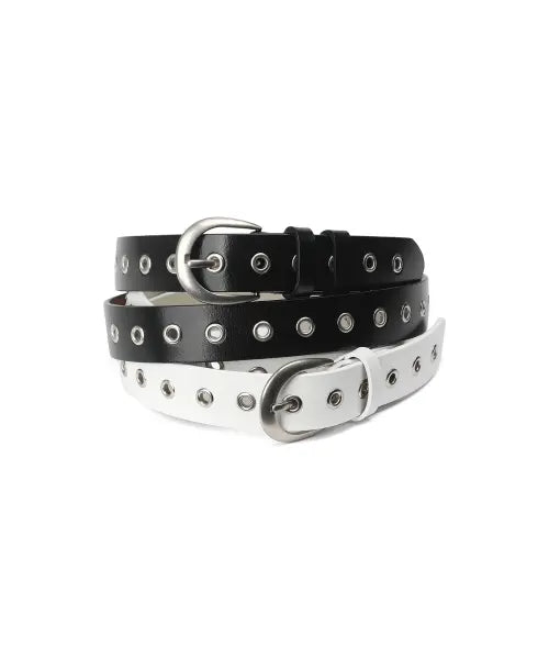 [LEATHERY] Polished Eyelet Belt [WHITE] / 폴리시드 아일렛 벨트 [2COLOR]