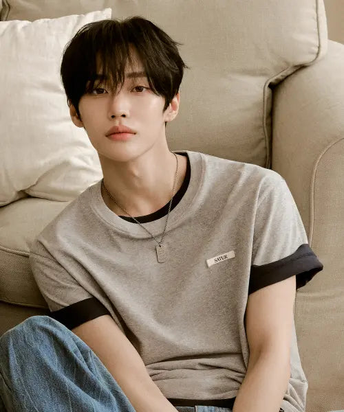 [SATUR] Supima Basic Crewneck T-Shirt Melange Gray / 수피마 베이직 크루넥 반팔 티셔츠 멜란지 그레이
