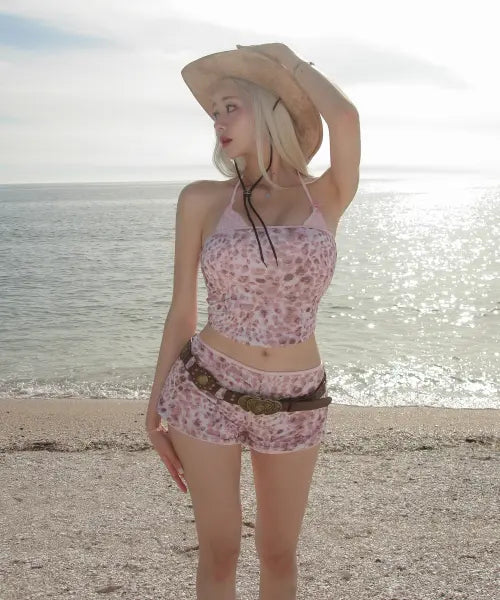 [ROSEANNE] Reversible Low-Rise Shorts (Baby Pink/Leopard)