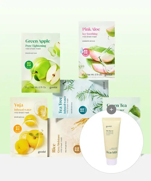 [GOODAL] Goodal Gentle Mask Sheet 40 Sheets (Choose 6 Types) + Free Vegan Rice Cream 40ml / [20+20] 구달 순한마스크 40매(6종 골라담기) [증정] 비건라이스 크림40ml
