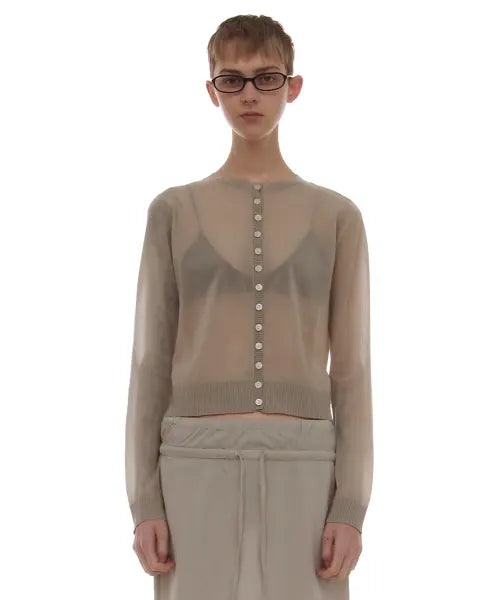 [PARTIMENTO WOMEN] PWC SHEER TWO-FACE CARDIGAN_LIGHT GREY / PWC 쉬어 투페이스 가디건_라이트 그레이