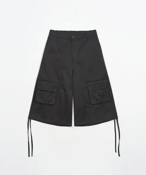[TOFFEE WOMEN] W BUTTON POCKET BERMUDA PANTS (BLACK) / W 버튼 포켓 버뮤다 팬츠 (BLACK)