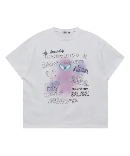 [HOODHOOD] Spray Alien Half Sleeve T-shirt WHITE / 스프레이 에일리언 반팔티셔츠 화이트