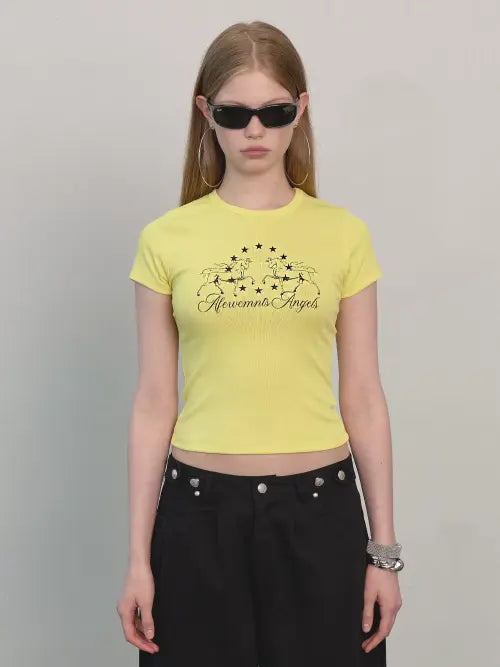 [A FEW COMMENTS] Horse star logo tee lemon yellow / 홀스 스타 로고 티셔츠 LEMON YELLOW