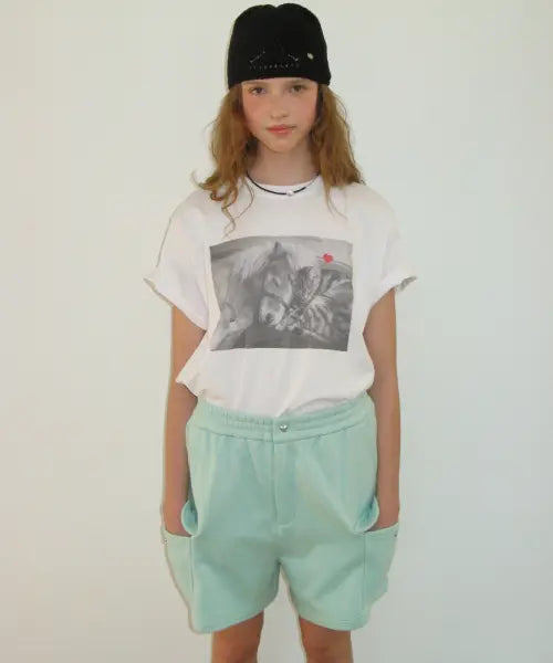 [RONRON] PONY CAT FRIENDS PHOTO BASIC FIT T SHIRT WHITE