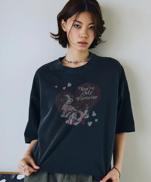 [CPGN STUDIO] MyPee Pigment Short Sleeve T-shirt Smoke Black / 마이 퍼피 피그먼트 반팔티 스모크블랙