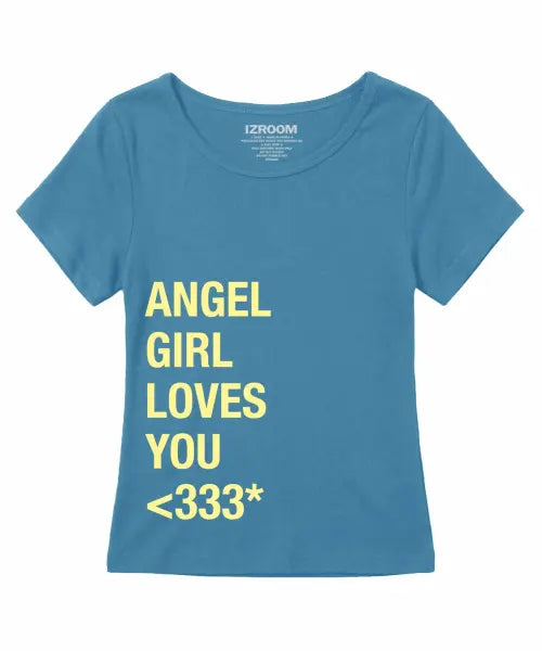 [IZROOM] ANGEL GIRL SLIM FIT SHORT SLEEVE (BLUE) / 엔젤 걸 슬림핏 반팔 티셔츠 (블루)