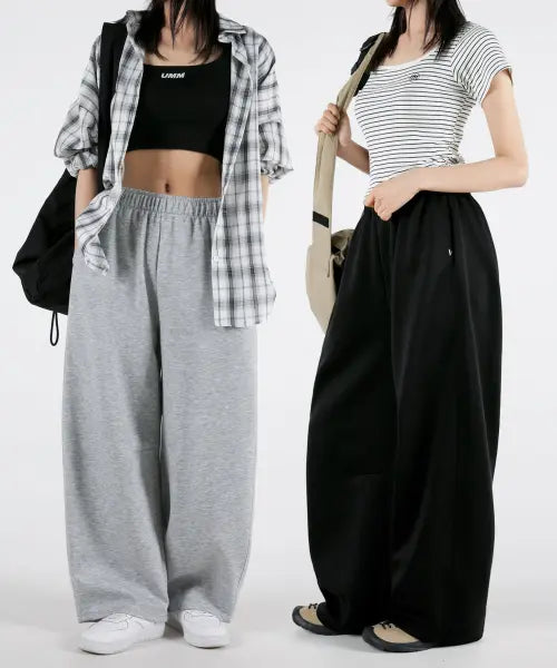 [UMM] Women belt hole curve wide pants colors / 여자 벨트포인트 커브드 와이드팬츠 3COLOR