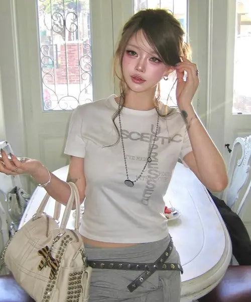 [ROCKCAKE] Sceptic Crop Top - White