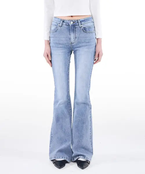 [ALKI ALKA] Washed Bootcut Denim Pants (Medium Blue)