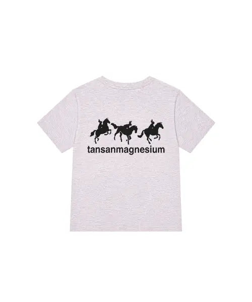 [TANSANMAGNESIUM] Horse Rabbit T-Shirt (Light Pink/Black) / 홀스 래빗 티셔츠 (라이트핑크/블랙)
