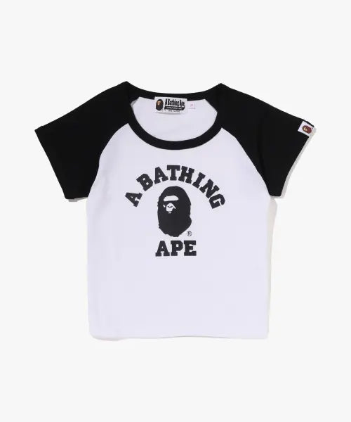 [BAPE] COLLEGE RAGLAN CROPPED TEE L_BLACK / 콜리지 래글런 크롭 티셔츠(W) BLACK