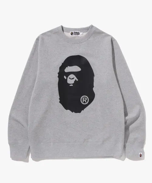 [BAPE] Big Ape Head Crewneck Sweatshirt (M) Gray / 빅 에이프 헤드 크루넥 스웨트셔츠(M) GRAY