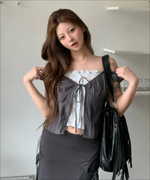 [MIXXO] Colorblock Layered Blouse / 배색 레이어드 블라우스_MIWBWG609G