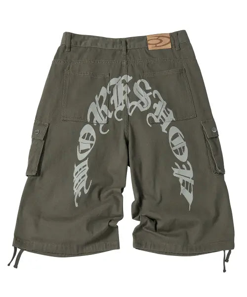 [TRAVEL] BACK PRINTING CARGO TWILL SHORTS  CHARCOAL / 백 프린팅 카고 트윌 쇼츠 차콜