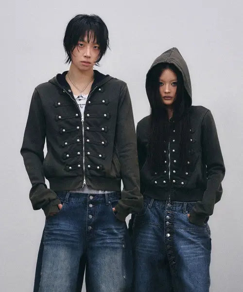 [SCHISM INDUCING] HUSSAR ZIP HOODIE BLACK