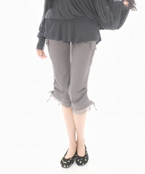 [MIRECO] LACE CORSET CAPRI PT PLUM GREY