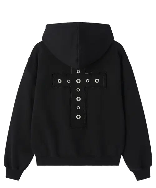 [OPENYARD(OY)] DIVINE STUDDED HOODIE ZIP UP - BLACK