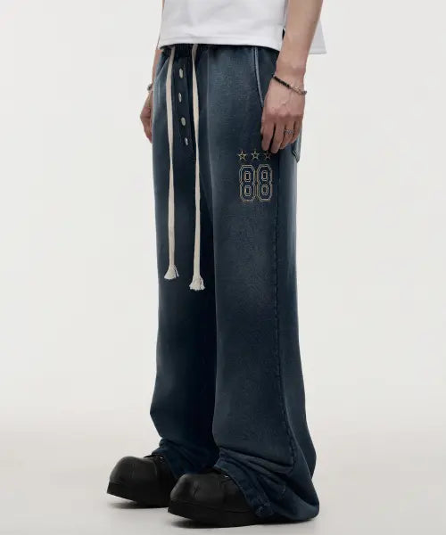 [LANARCHIVE] [0154] Denim Washed Cotton Sweatpants - Blue / [0154] 데님 워시드 코튼 스웨트 팬츠 - 블루
