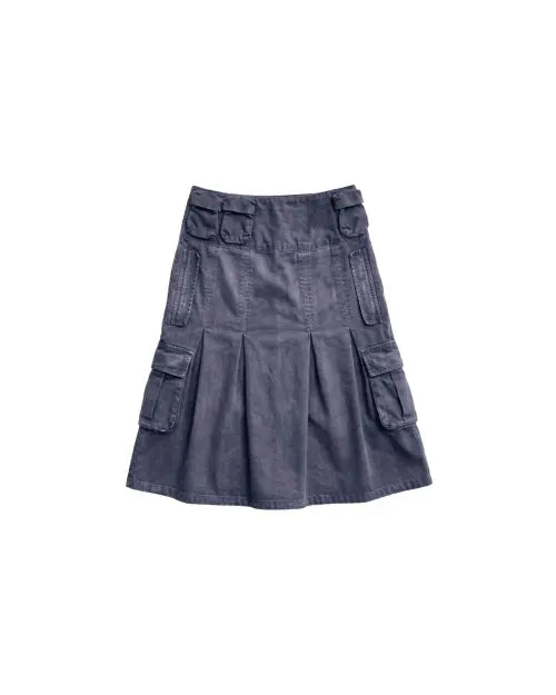 [999HUMANITY] ADVENTURE MULTI POCKET SKIRT (PURPLE CHARCOAL) / 어드벤처 멀티 포켓 스커트 (퍼플 차콜)