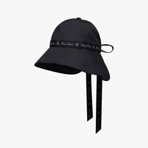 [FAIRLIAR GOLF] Ribbon Tape Wide Bucket Hat (Black) / 리본 테이프 와이드 버킷햇 (블랙)