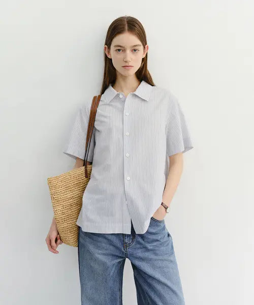 [DUNST] UNISEX HOLIDAY STRIPED SHIRT SOFT BLUE STRIPE / UNISEX HOLIDAY STRIPED SHIRT_UDSH6B123_SOFT BLUE STRIPE