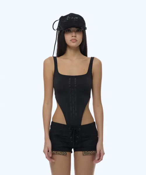 [GILAARCHIVE] VATICAL LOGO BODY SUIT_CHARCOAL
