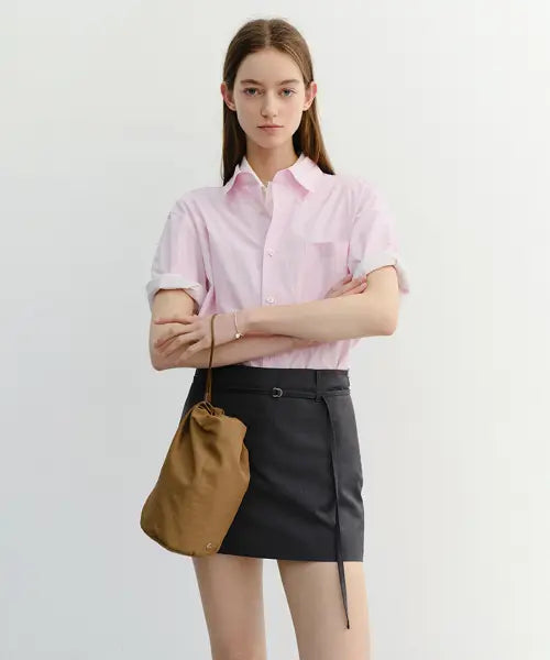 [DUNST] BELTED MINI SKIRT CHARCOAL GREY / BELTED MINI SKIRT_UDSK6B227_CHARCOAL GREY