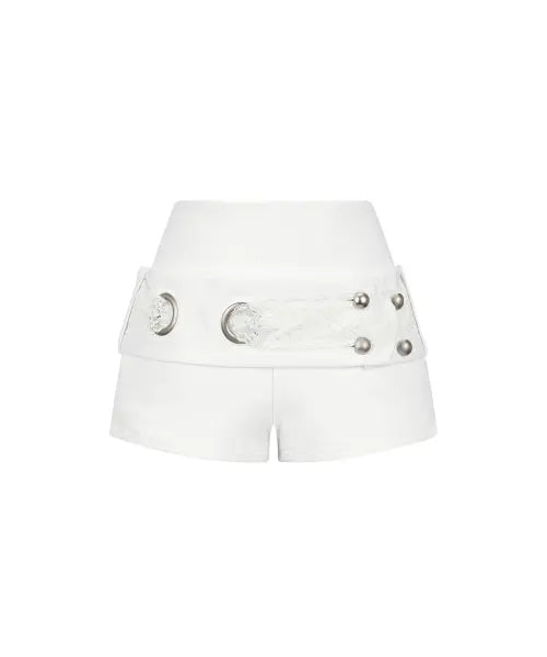 [ILLIO] Whtie Lace Belted Shorts / [빛오 x 일리오] Whtie Lace Belted Shorts