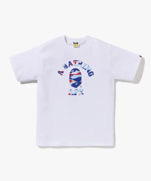 [BAPE] Screen Camo College T-shirt (M) White/Blue / 스크린 카모 콜리지 티셔츠(M) WHITE/BLUE
