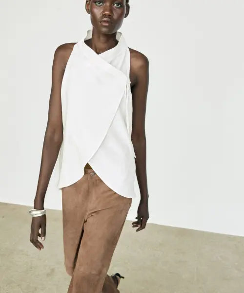 [MASSIMO DUTTI] Linen Blend Cross Halterneck Fluid Top / 린넨 블렌드 크로스 홀터넥 플루이드 탑