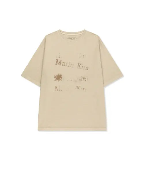 [MATIN KIM] PIGMENT GRAFFITI LOGO TOP IN BEIGE