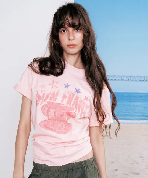 [SUNBURNPROJECT] SUNBURN X PAUL FRANK OVERFIT T-SHIRT, PINK